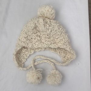Cream Beanie with Poms